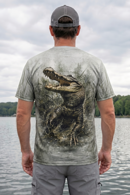 Pro Fishing Short Sleeve - Gator Marsh Breakout - AOS41 lifestyle artwork side