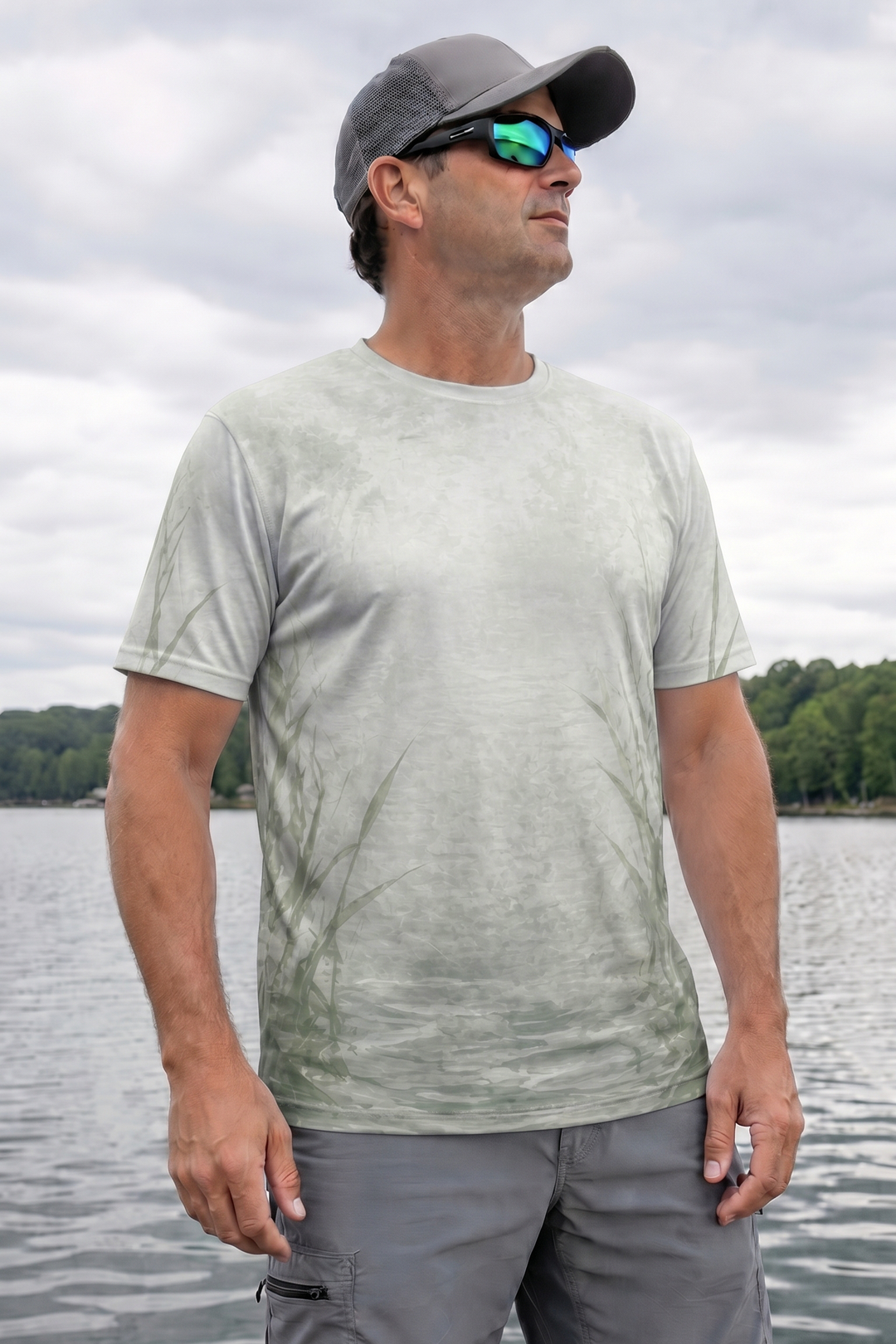 Pro Fishing Short Sleeve - Gator Marsh Breakout - AOS41 lifestyle opposite side