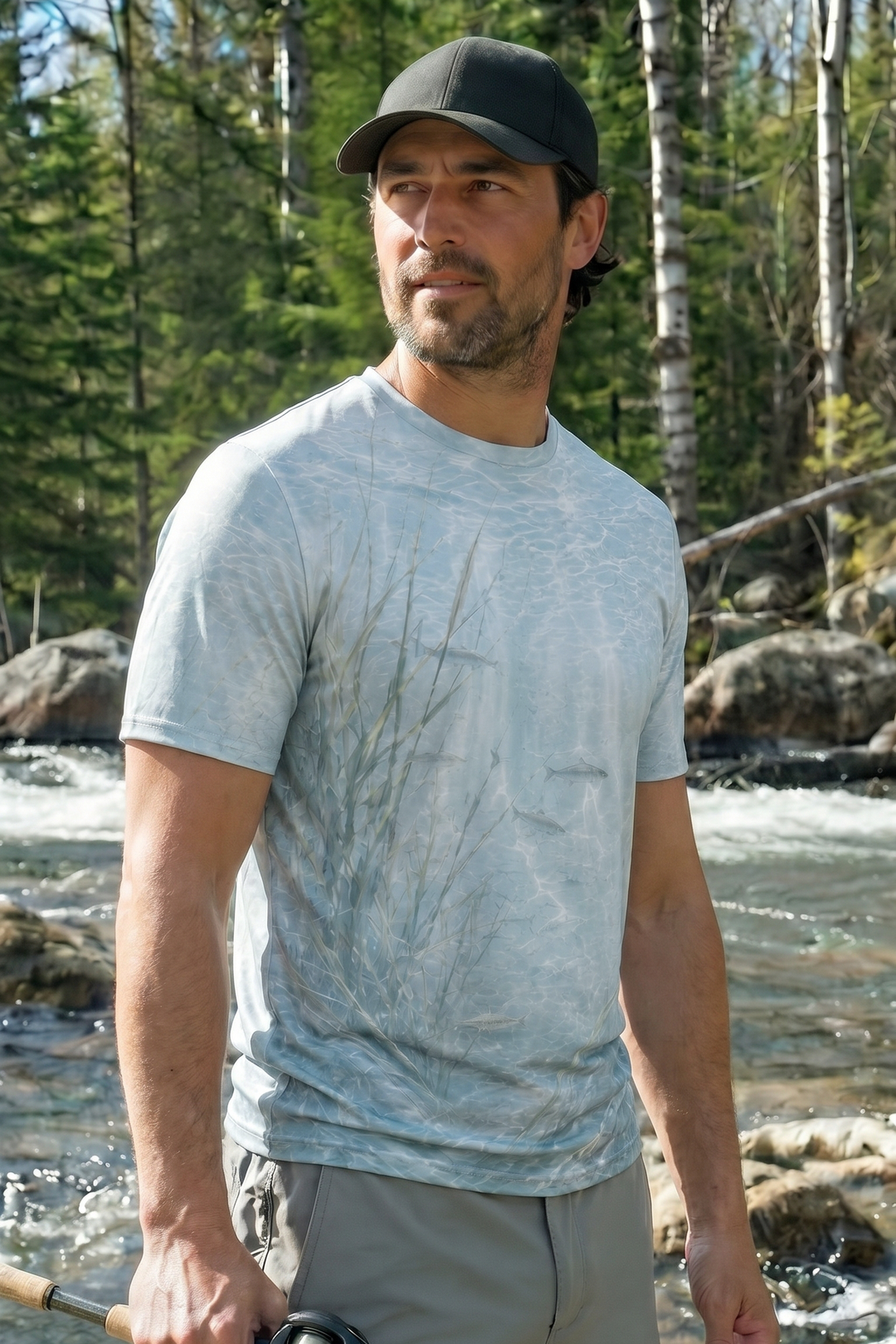 Pro Fishing Short Sleeve - Ghost Bay Musky - AOS02 lifestyle artwork side