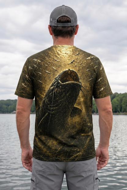 Pro Fishing Short Sleeve - Golden Mud Catfish Rise - AOS45 image 2