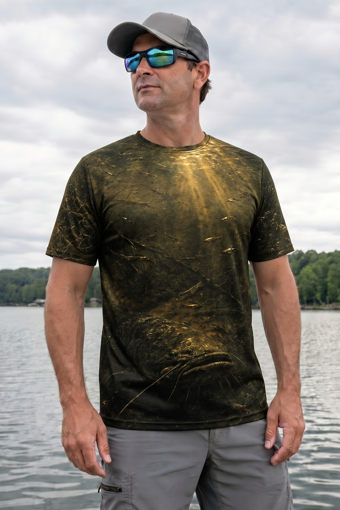 Pro Fishing Short Sleeve - Golden Mud Catfish Rise - AOS45 image 3