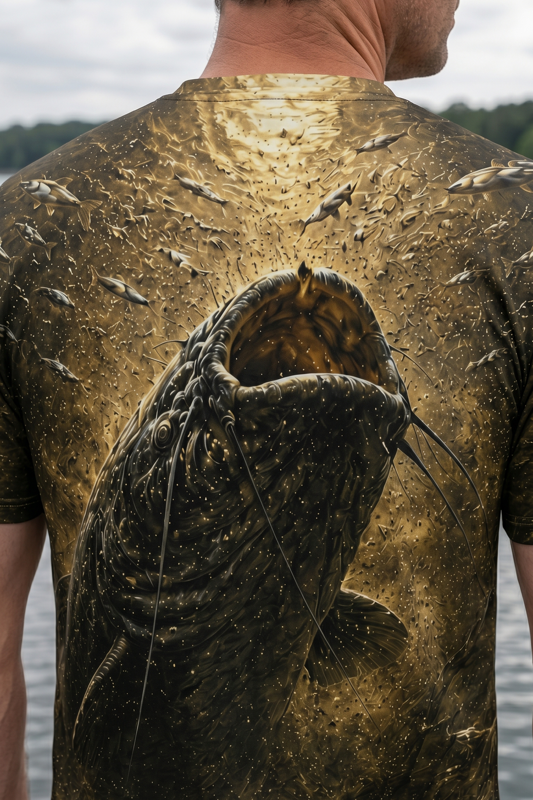 Pro Fishing Short Sleeve - Golden Mud Catfish Rise - AOS45 image 4