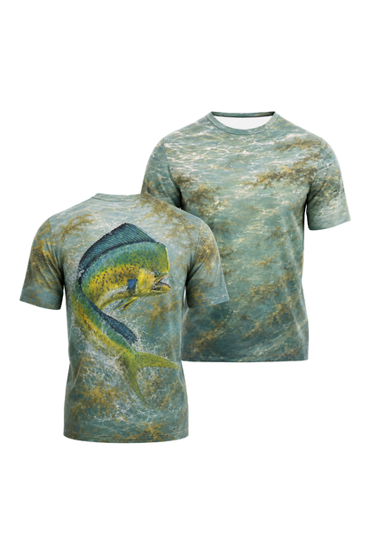 Pro Fishing Short Sleeve  - Mahi mahi Gold Rush - AOS16 two shirts front artwork