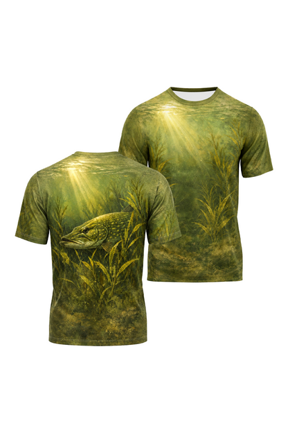 Pro Fishing Short Sleeve  - Marsh Pike Ambush - TBT57 two shirts front artwork