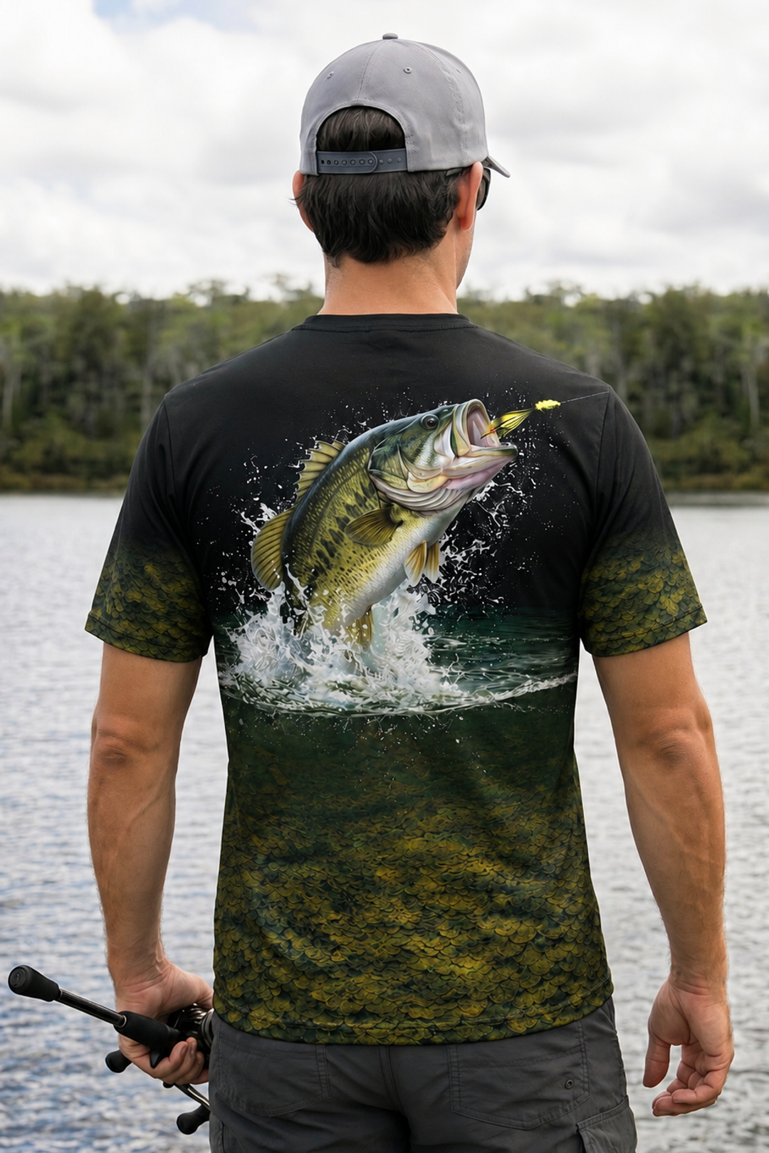 Pro Fishing Short Sleeve - Midnight Bass Strike - TBT48 lifestyle artwork side