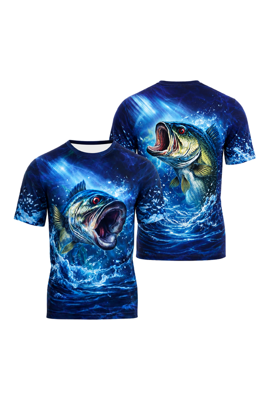 Pro Fishing Short Sleeve - Midnight Bass Surge - TBT55 two shirts front artwork