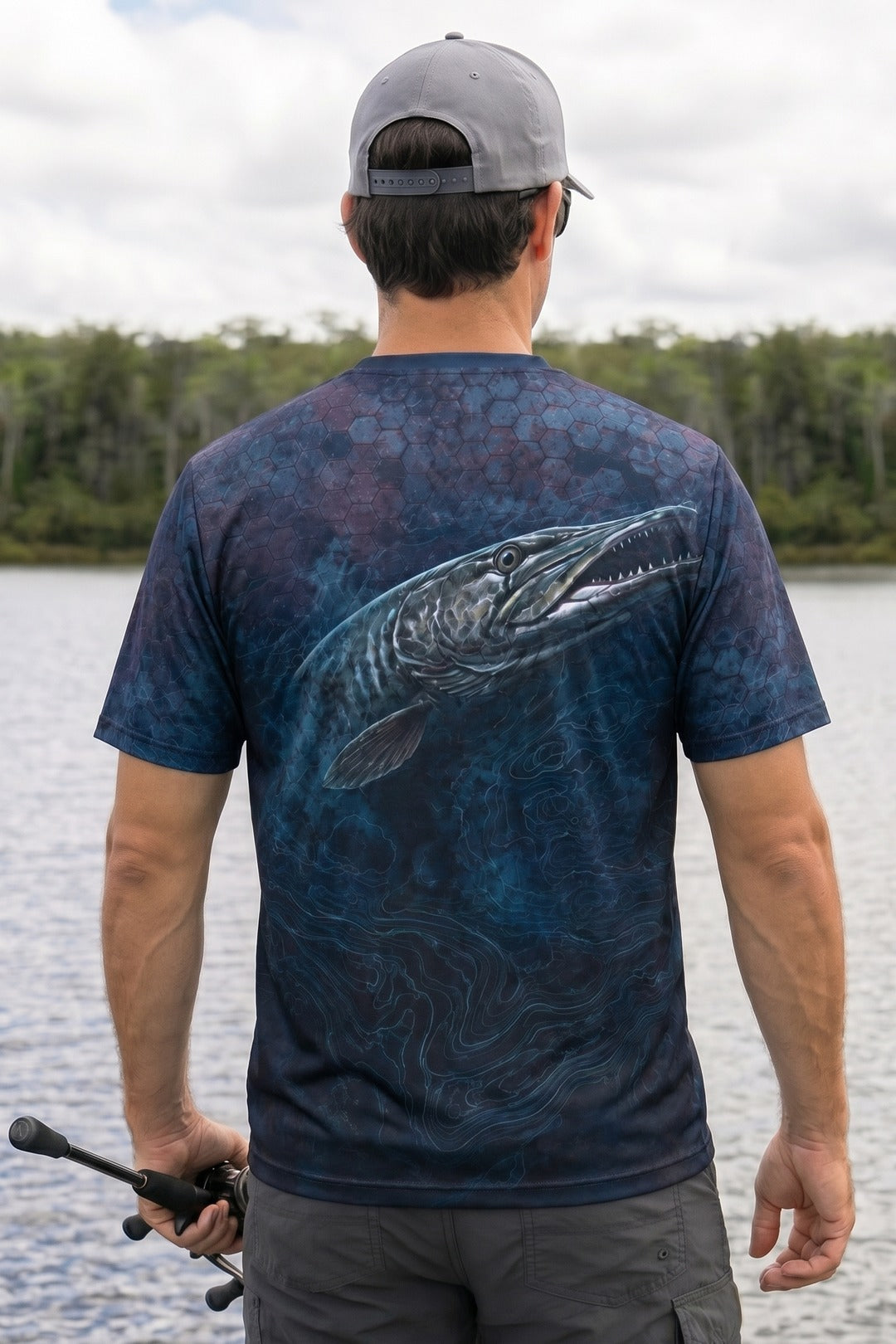 Pro Fishing Short Sleeve - Midnight Depth Muskie - AOF42 lifestyle artwork side