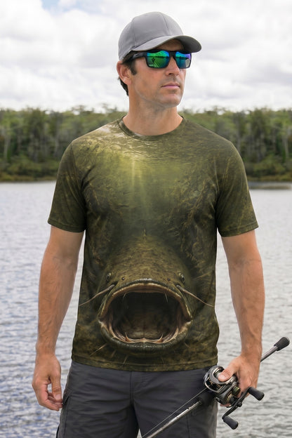 Pro Fishing Short Sleeve - Mudjaw Front Strike - AOS42 lifestyle artwork side