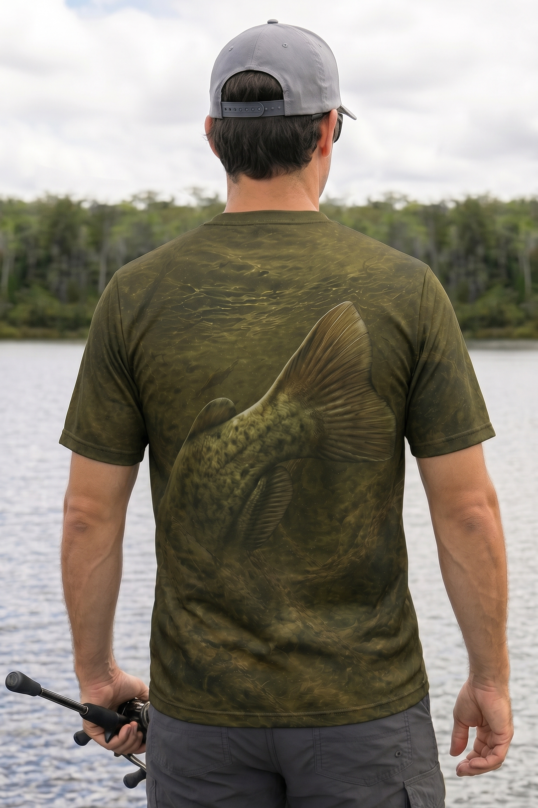 Pro Fishing Short Sleeve - Mudjaw Front Strike - AOS42 lifestyle opposite side