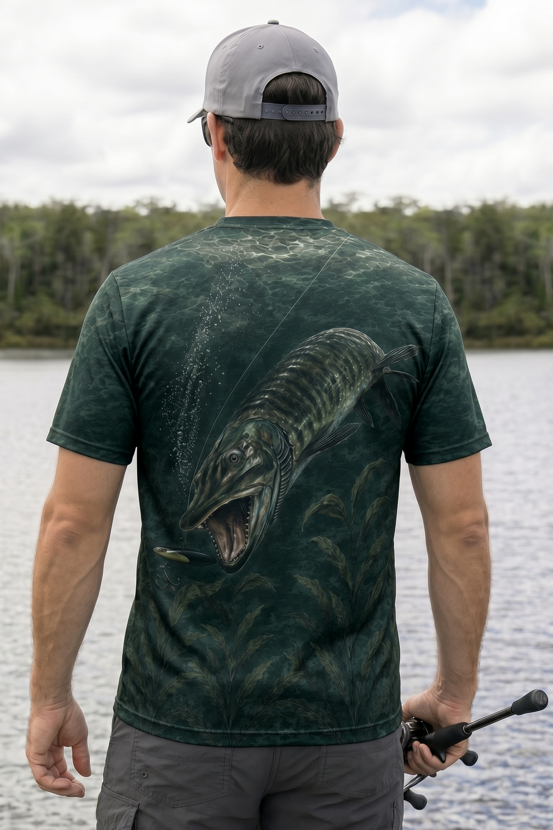 Pro Fishing Short Sleeve - Muskie Darkwater Ambush - AOS13 lifestyle artwork side