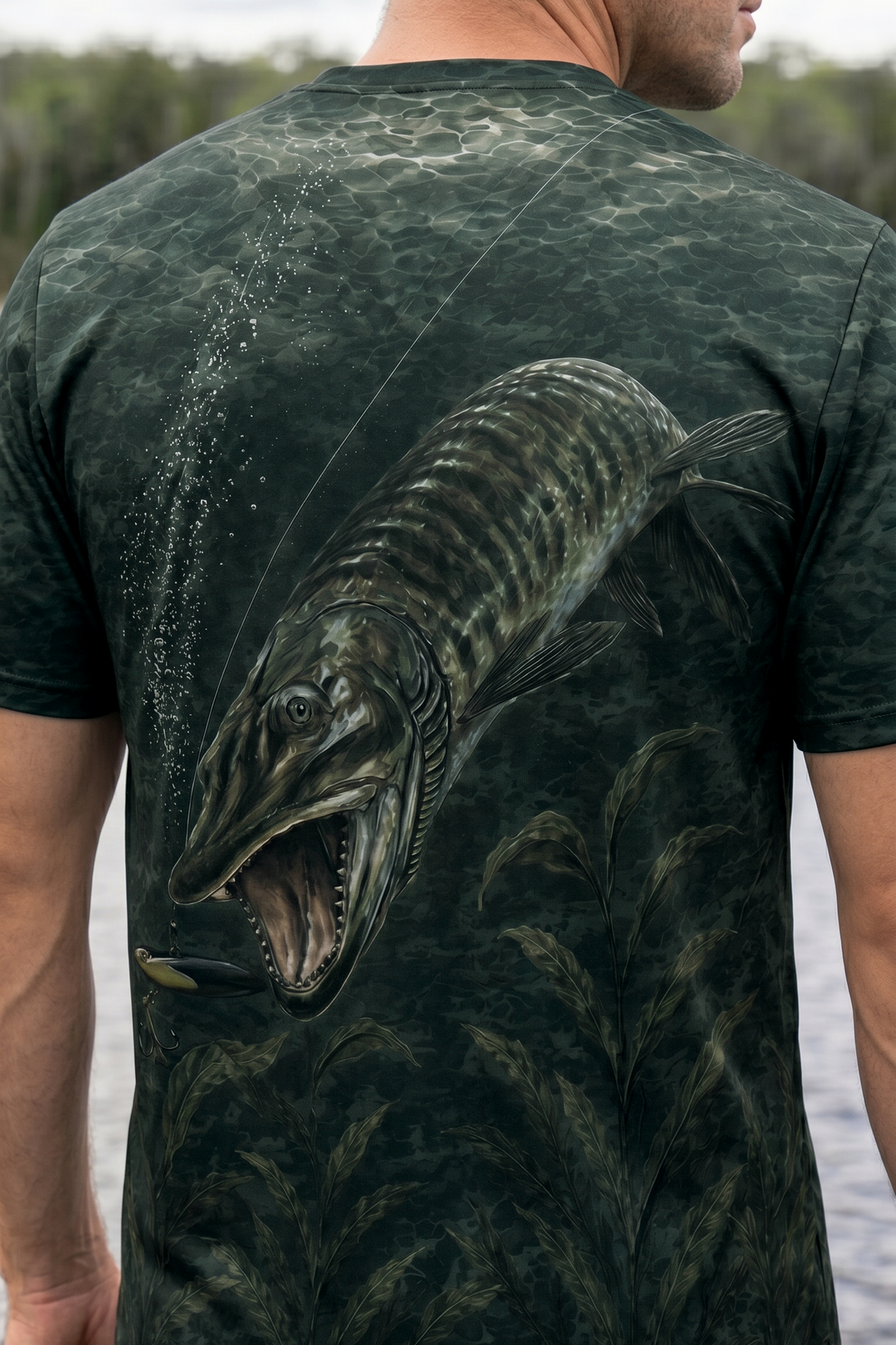 Pro Fishing Short Sleeve - Muskie Darkwater Ambush - AOS13 lifestyle artwork zoom