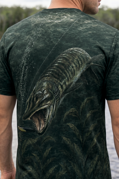 Pro Fishing Short Sleeve - Muskie Darkwater Ambush - AOS13 lifestyle artwork zoom