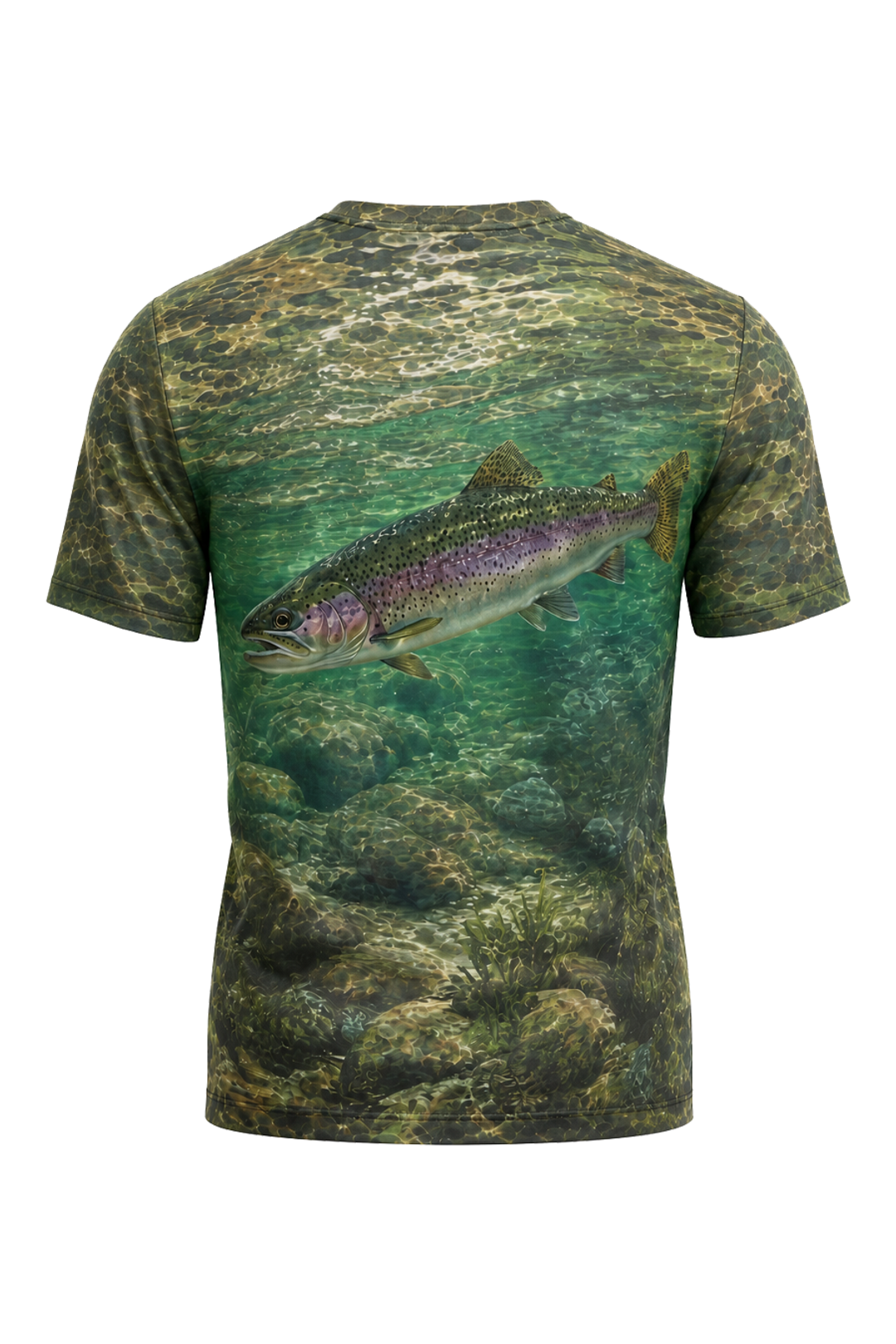 Pro Fishing Short Sleeve  - Rainbow Current Glide - AOS15 mockup artwork side