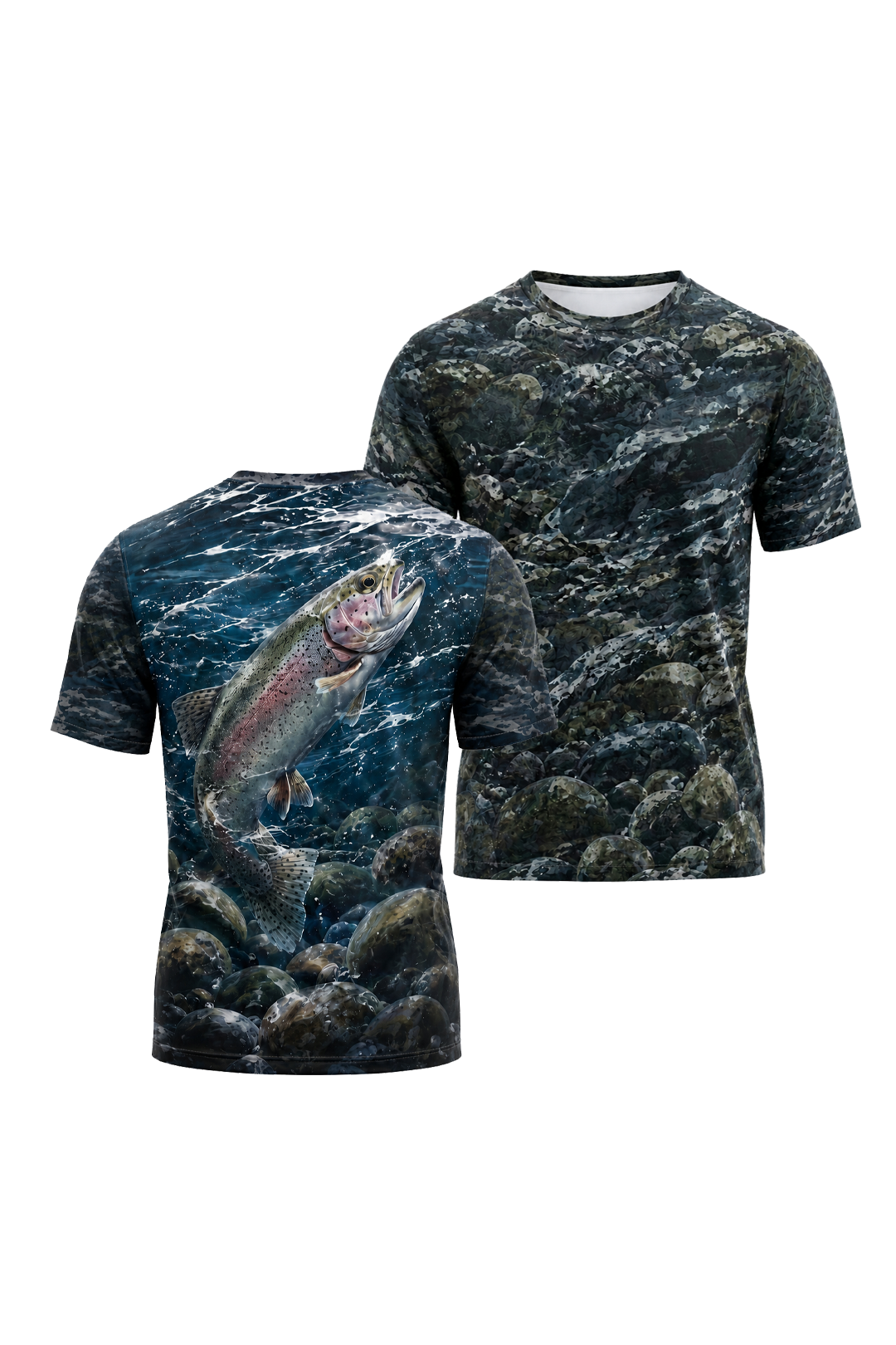 Pro Fishing Short Sleeve - River Trout Breaker - AOS10 two shirts front artwork