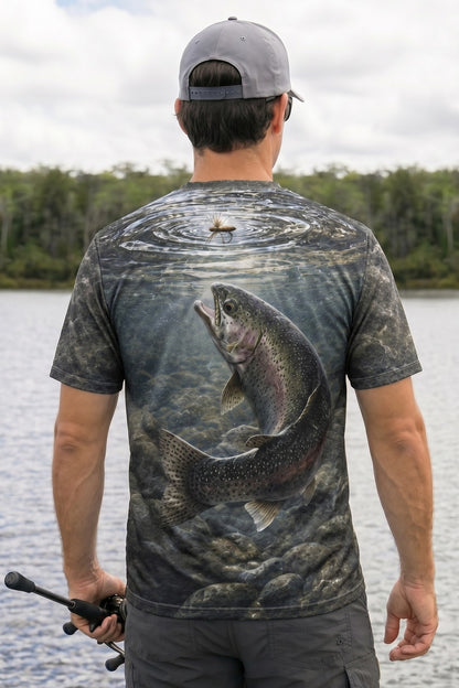 Pro Fishing Short Sleeve - River Trout Strike - AOF44 lifestyle artwork side
