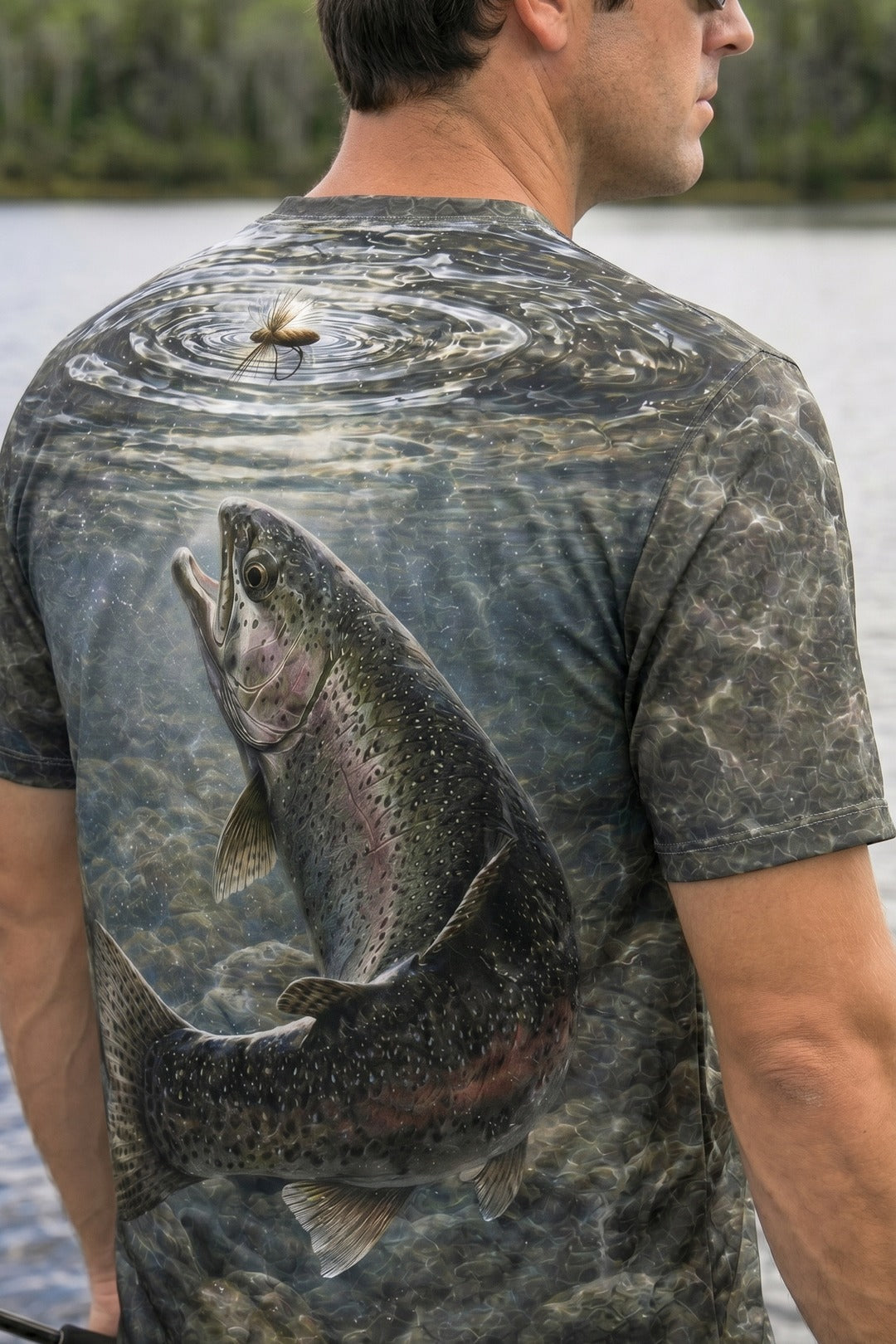 Pro Fishing Short Sleeve - River Trout Strike - AOF44 lifestyle artwork zoom