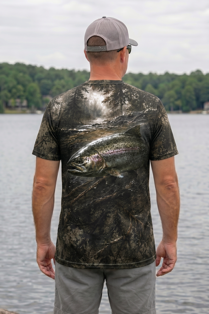 Pro Fishing Short Sleeve - River Trout Timber - AUX159 lifestyle artwork side