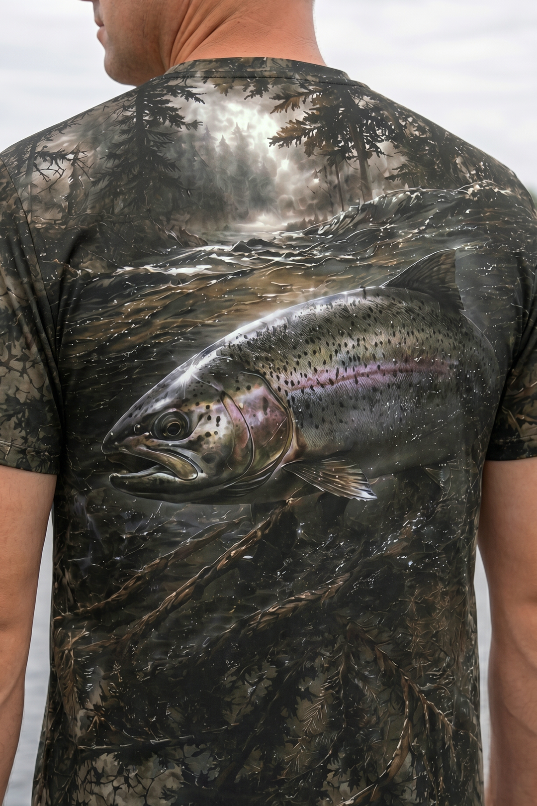 Pro Fishing Short Sleeve - River Trout Timber - AUX159 lifestyle artwork zoom