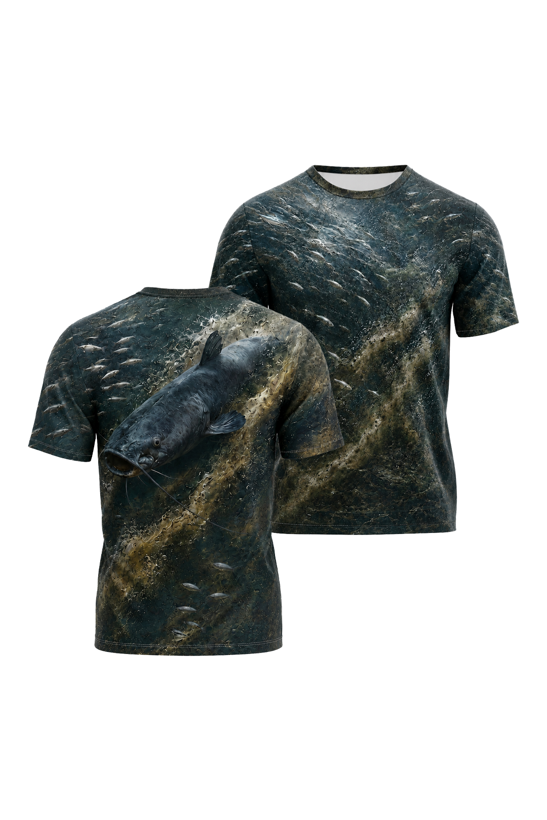 Pro Fishing Short Sleeve - Shad Ball Breaker Blue Catfish - AOS42 two shirts front artwork
