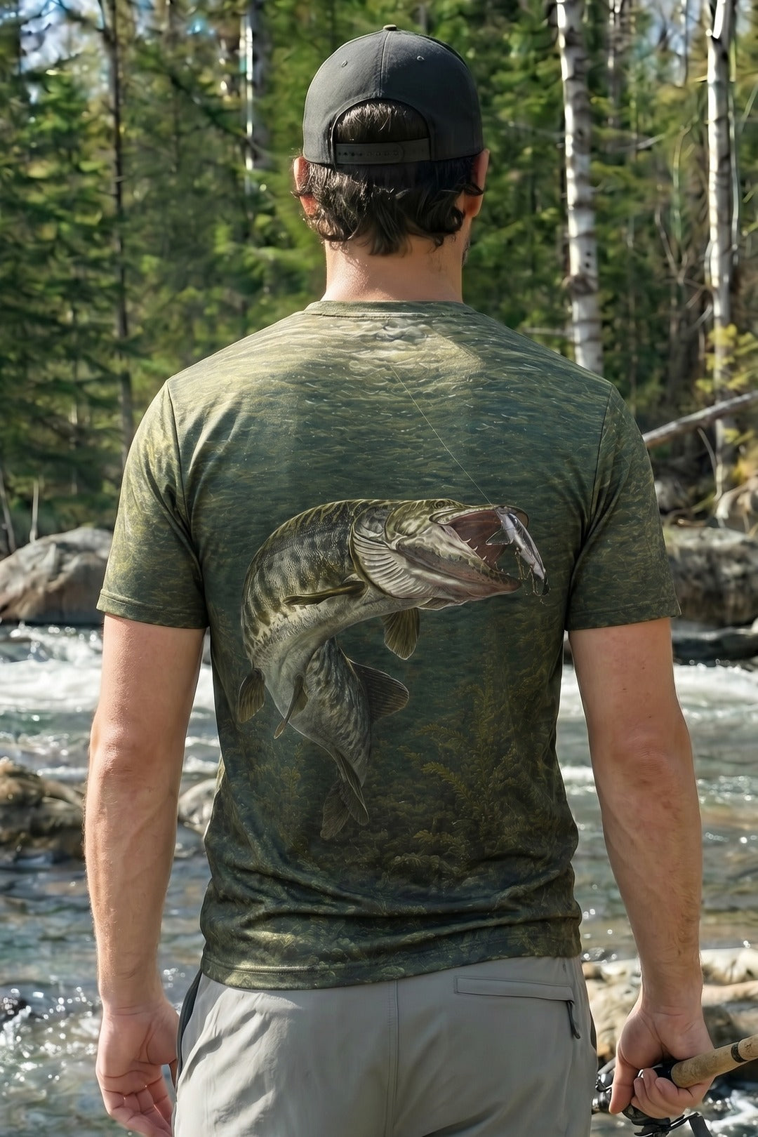 Pro Fishing Short Sleeve - Shadow Strike Muskie - AOS14 lifestyle artwork side