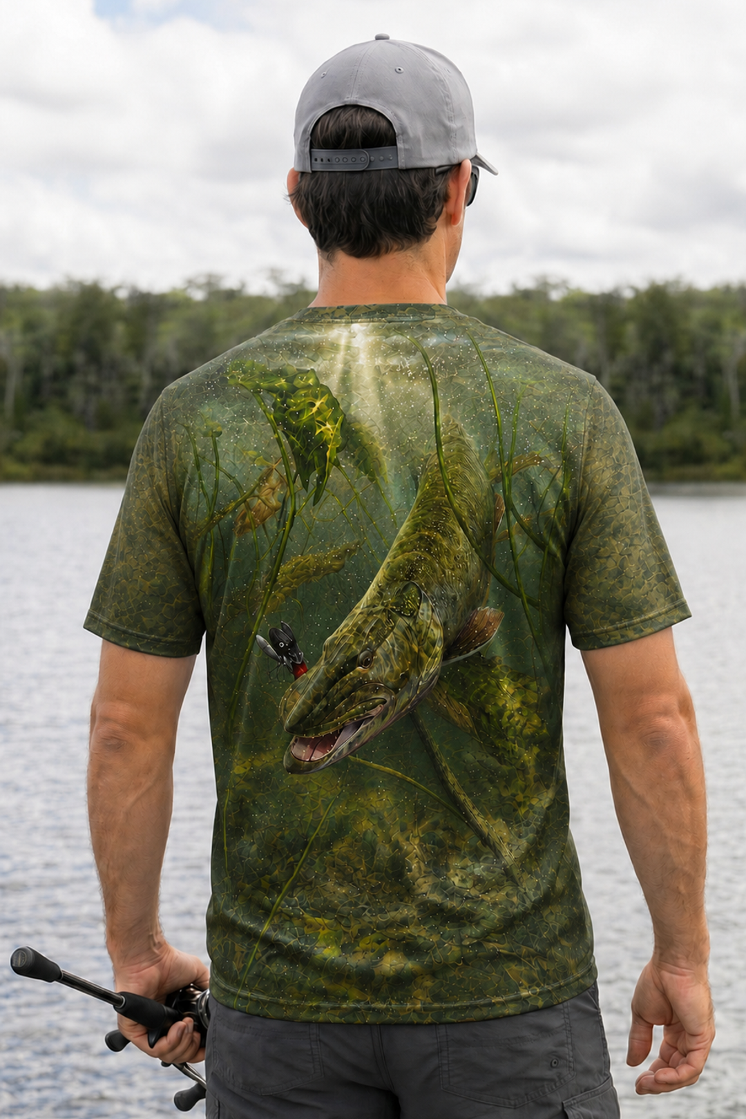 Pro Fishing Short Sleeve - Shallow Ambush Muskie - AOS07 lifestyle artwork side