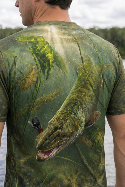 Pro Fishing Short Sleeve - Shallow Ambush Muskie - AOS07 lifestyle artwork zoom