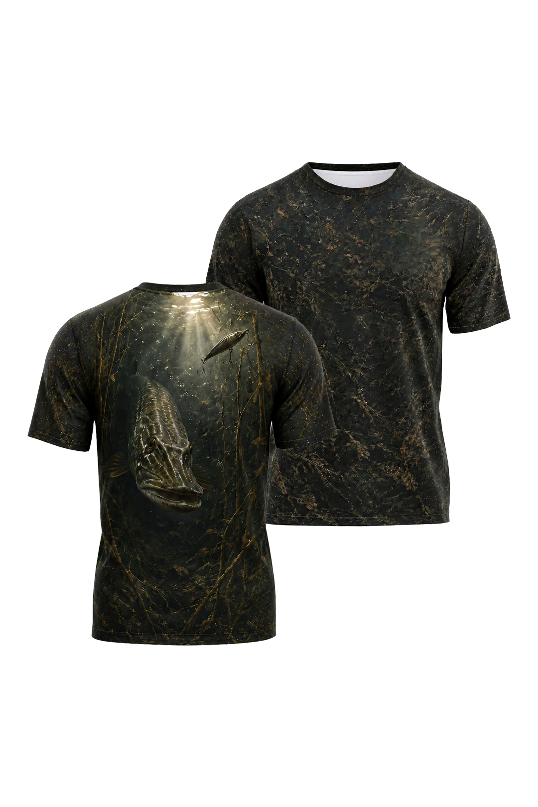 Pro Fishing Short Sleeve - Swamp Pike Strike - TBT93 two shirts front artwork