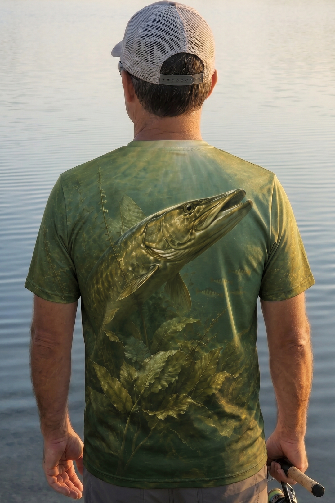 Pro Fishing Short Sleeve - Weedline Musky - AOS04 lifestyle artwork side