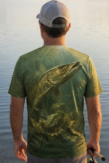 Pro Fishing Short Sleeve - Weedline Musky - AOS04 lifestyle artwork side