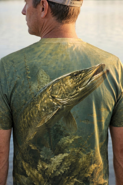 Pro Fishing Short Sleeve - Weedline Musky - AOS04 lifestyle artwork zoom
