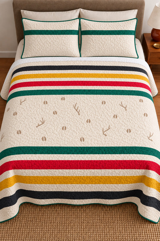 Camp Stripe Whitetail Tracks Quilt Set