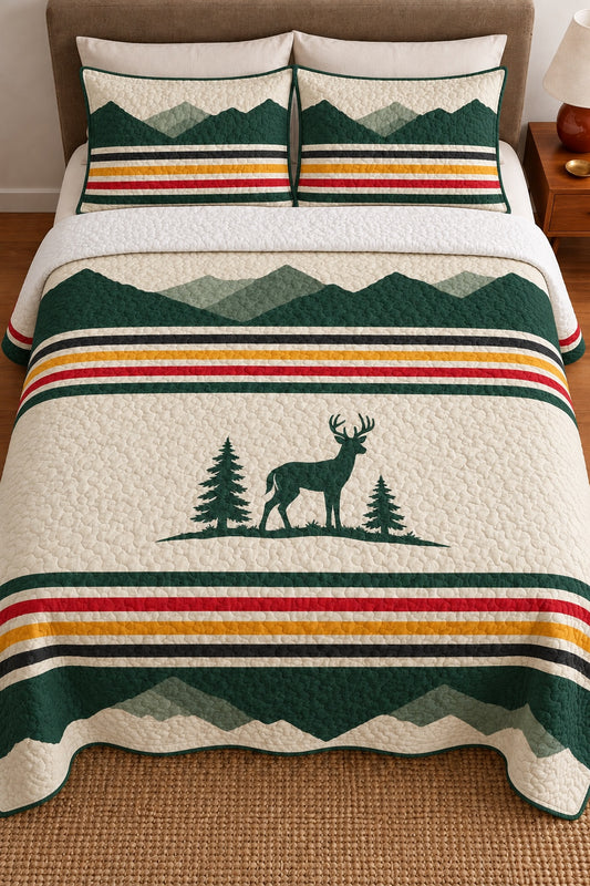 Pine Ridge Stripe Whitetail Quilt Set