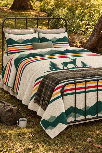 Pine Ridge Stripe Whitetail Quilt Set
