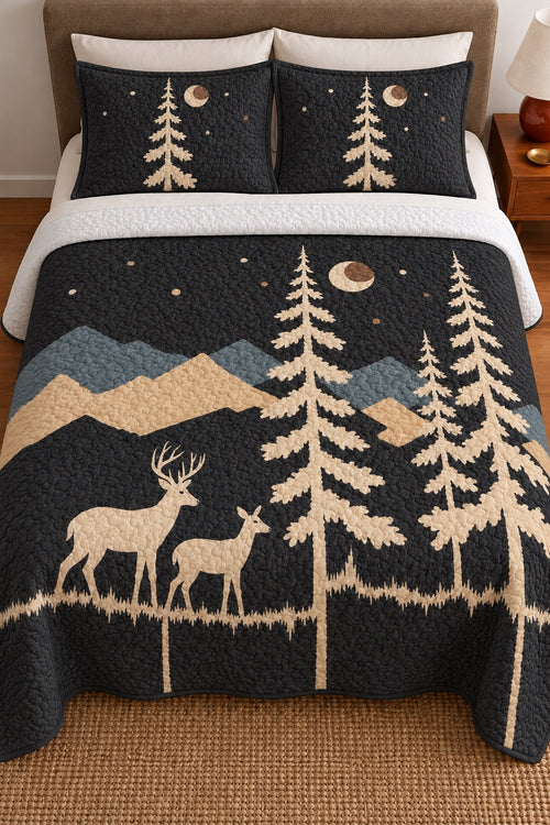 Moonlit Pines Whitetail Quilt Set