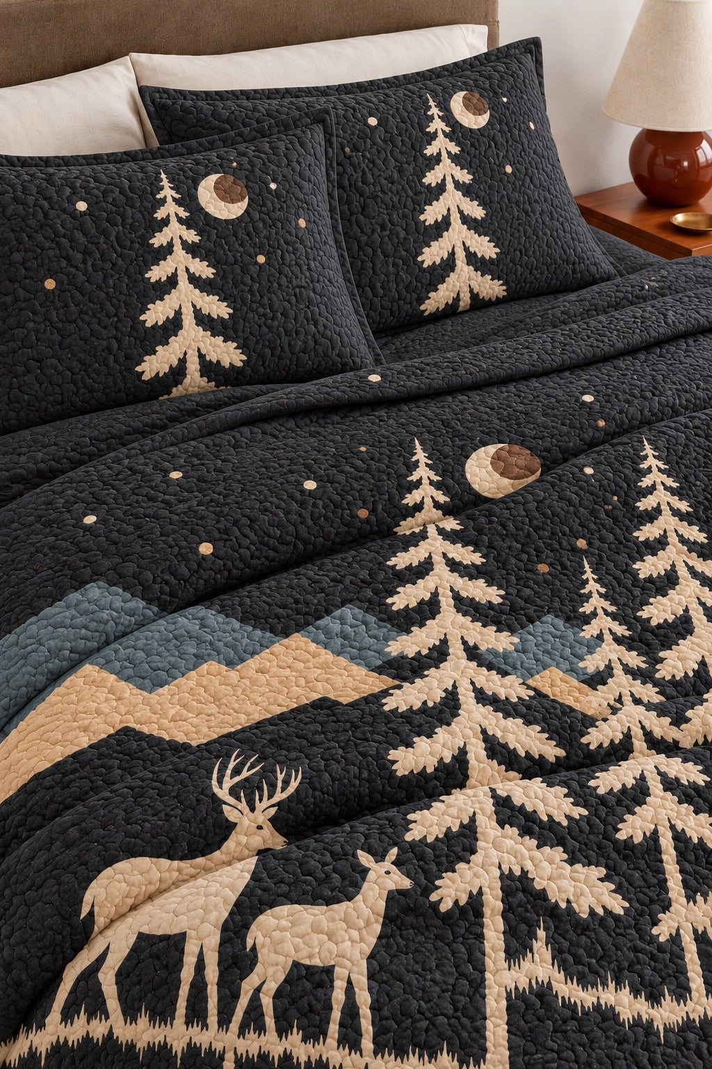 Moonlit Pines Whitetail Quilt Set
