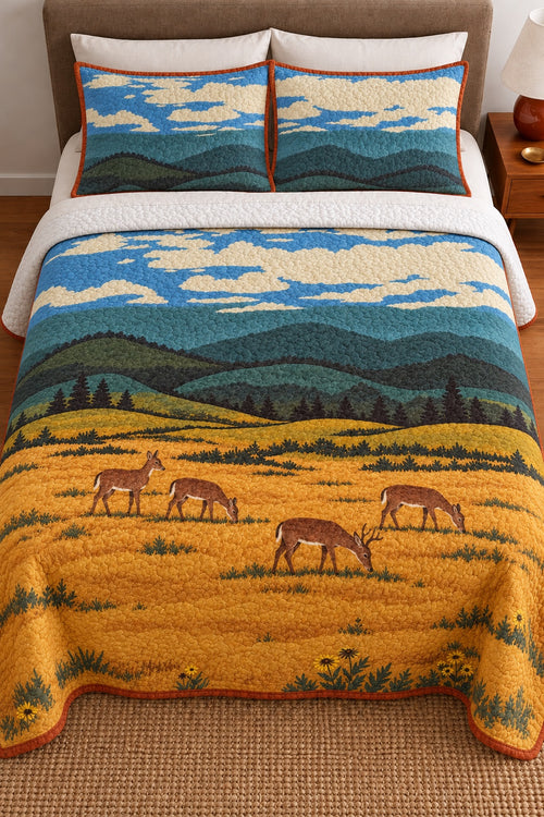 Golden Meadow Whitetail Herd Quilt Set