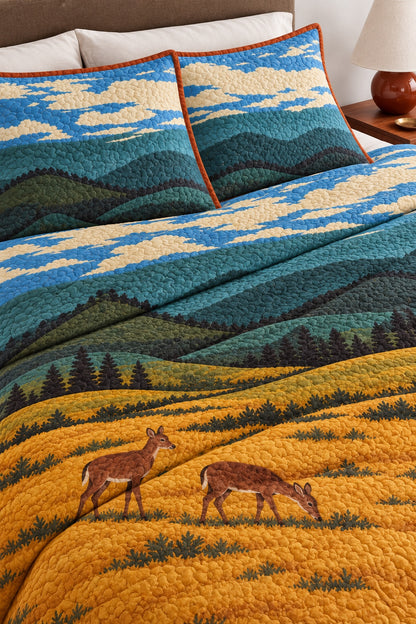 Golden Meadow Whitetail Herd Quilt Set