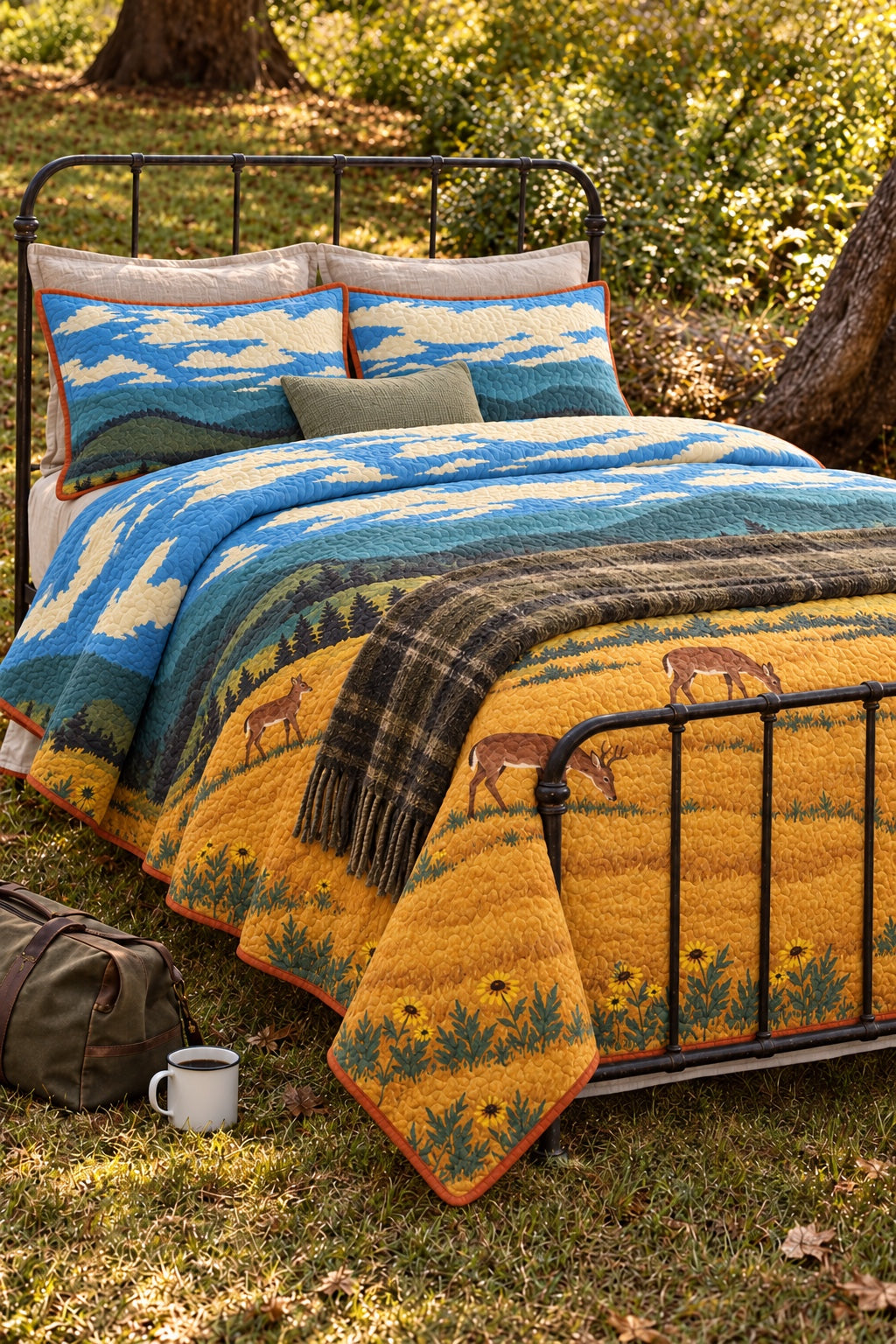 Golden Meadow Whitetail Herd Quilt Set