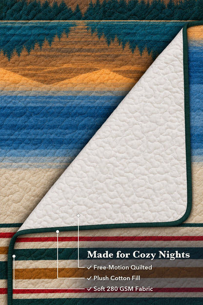 Sunset Lake Whitetail Stripe Quilt Set