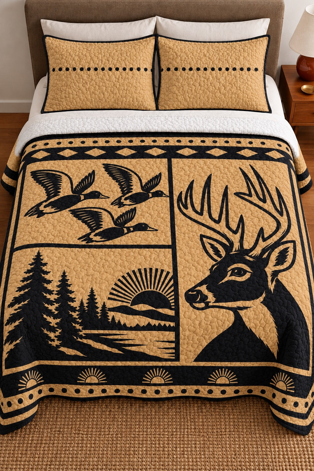 Golden Lodge Whitetail and Mallard Quilt Set