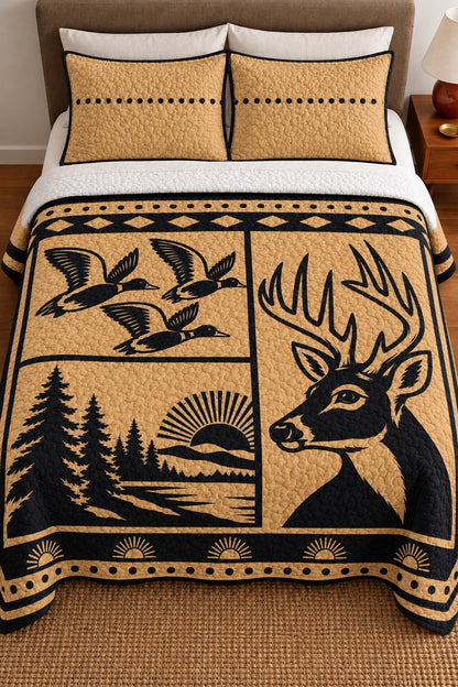 Golden Lodge Whitetail and Mallard Quilt Set