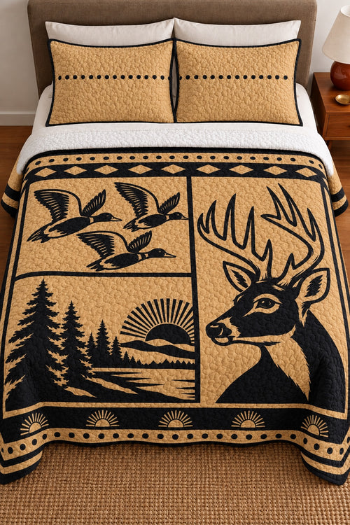 Golden Lodge Whitetail and Mallard Quilt Set