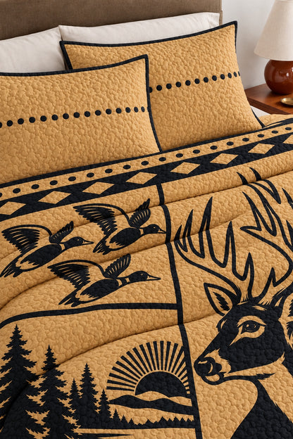 Golden Lodge Whitetail and Mallard Quilt Set