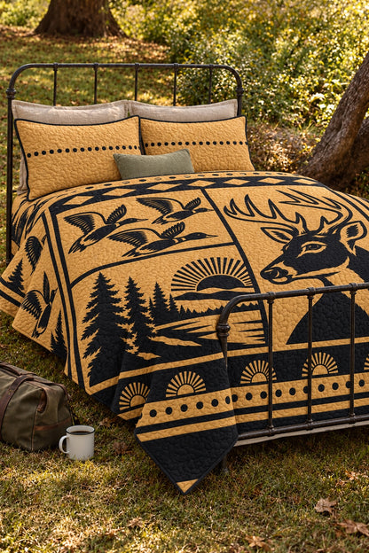 Golden Lodge Whitetail and Mallard Quilt Set