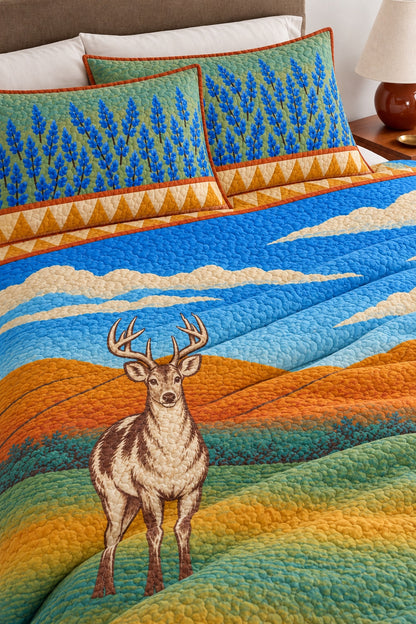 Bluebonnet Prairie Whitetail Quilt Set