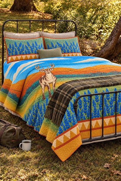 Bluebonnet Prairie Whitetail Quilt Set
