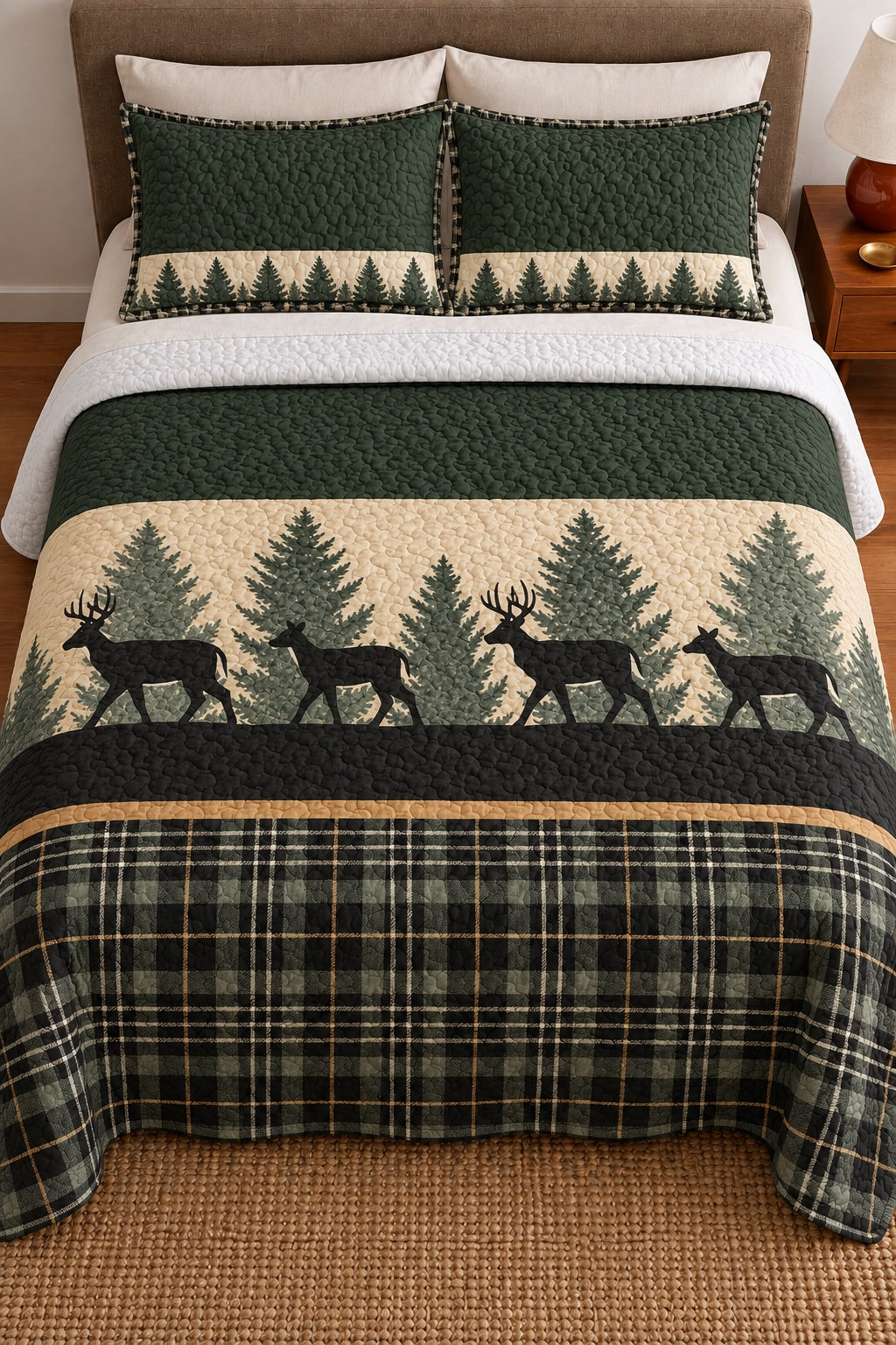 Northwoods Plaid Whitetail Quilt Set