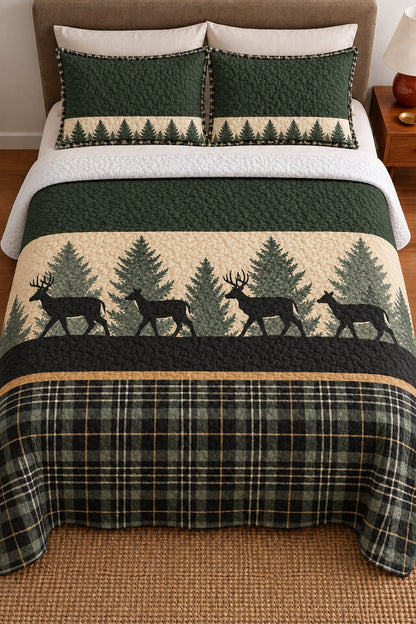 Northwoods Plaid Whitetail Quilt Set