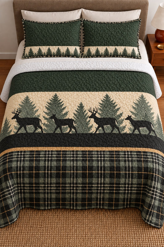 Northwoods Plaid Whitetail Quilt Set