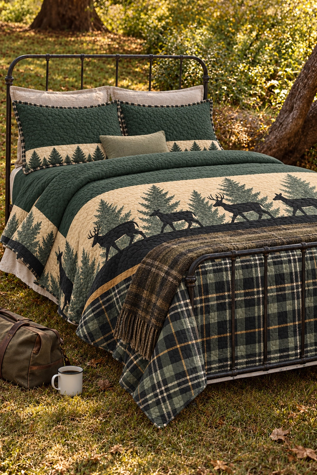 Northwoods Plaid Whitetail Quilt Set